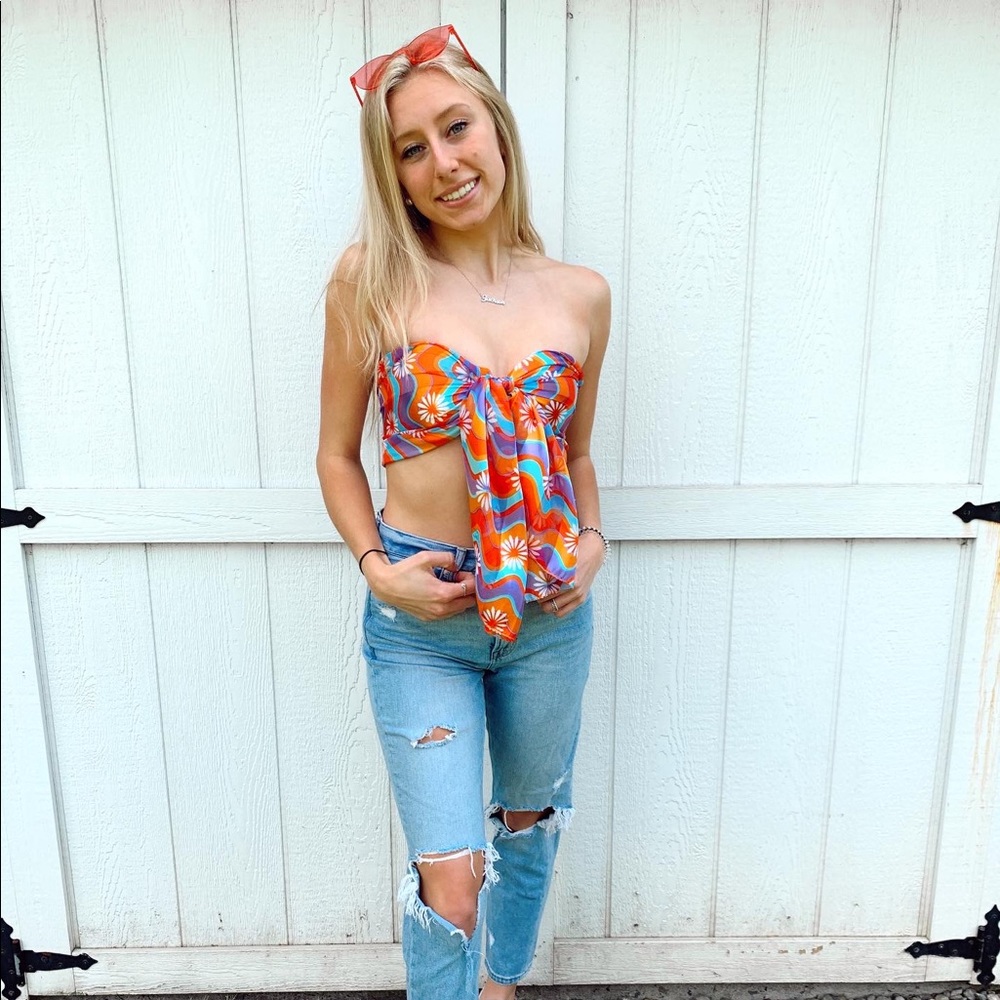 retro Y2K scarf tie top